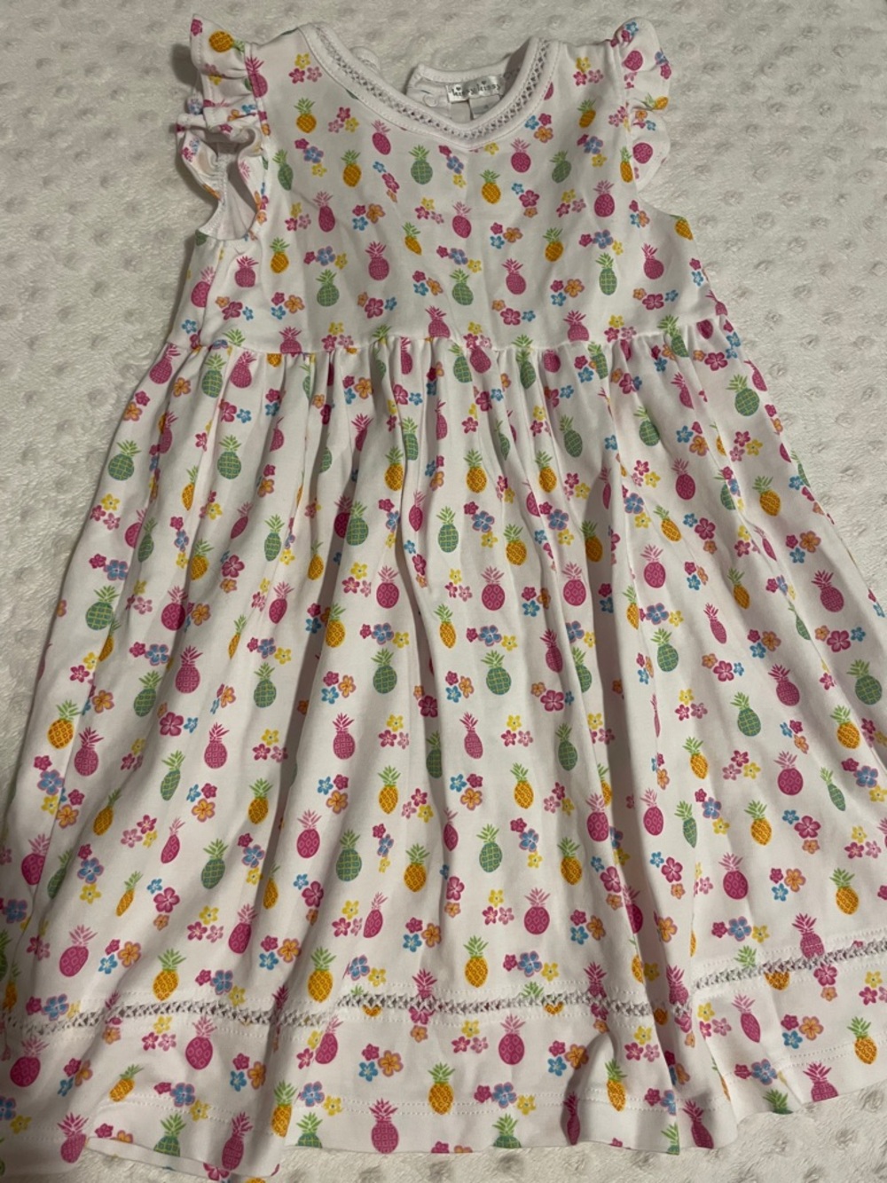 Kissy Kissy White Pineapple Print Dress in Pink, Green, Yellow